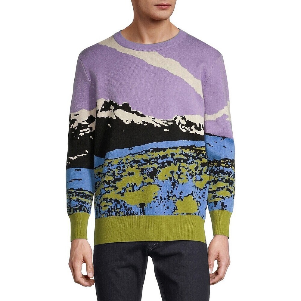 Vintage Supply Men's Flower Boy Landscape Knit Sweater Size S NWT